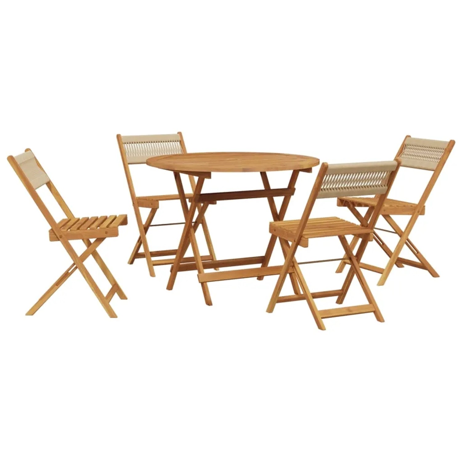 vidaXL 5-Tlg Garten-Essgruppe Polypropylen und Massivholz Beige 3281771