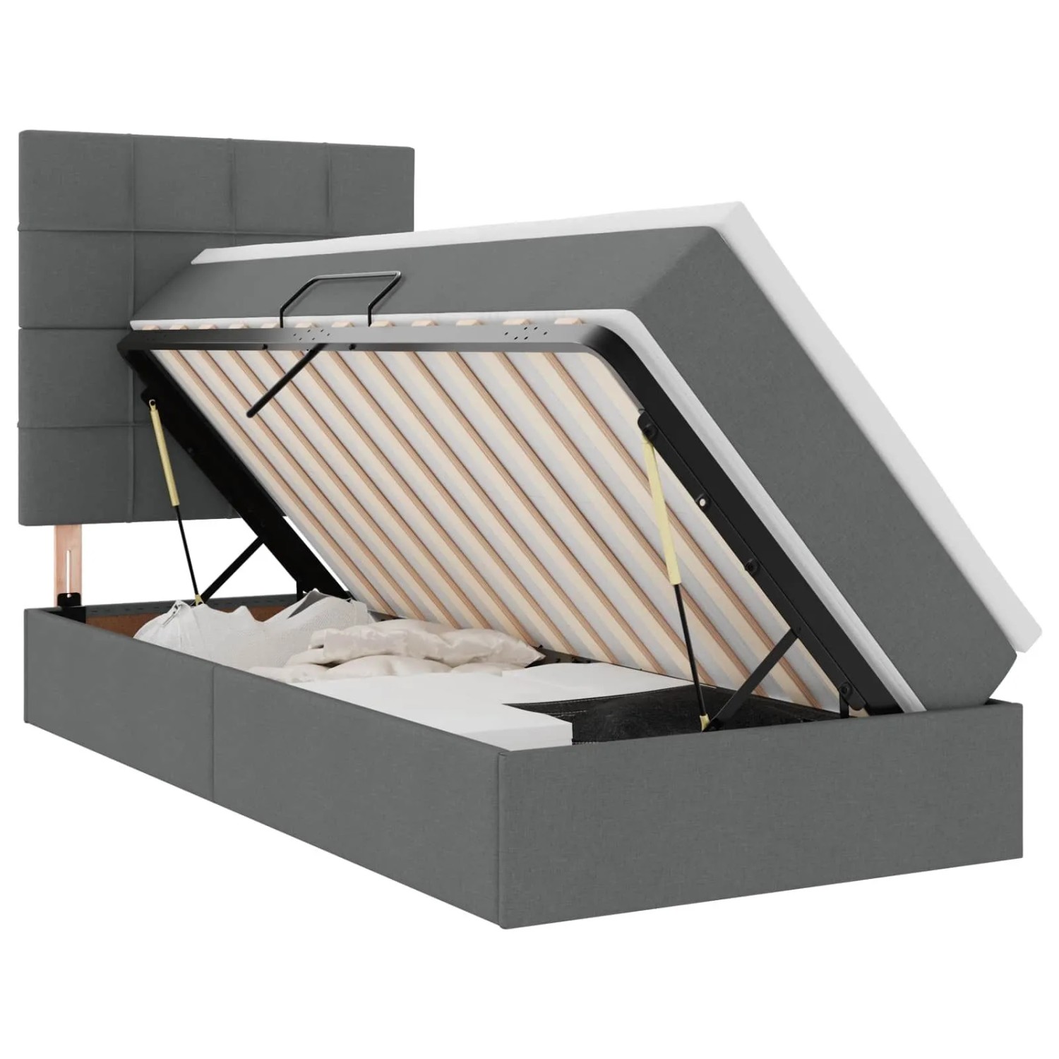 vidaXL Aufbewahrungsbett mit Matratze Dunkelgrau 90 x 190 cm Polyester 3371749