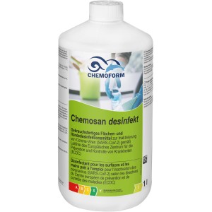1 l Hand- und Flächendesinfektionsmittel für die Reinigung, von Chemoform.
