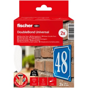 Fischer Montageband Gow, 2 Rollen, transparent, zum einfachen Anbringen von Objekten im Innen- und Außenbereich.