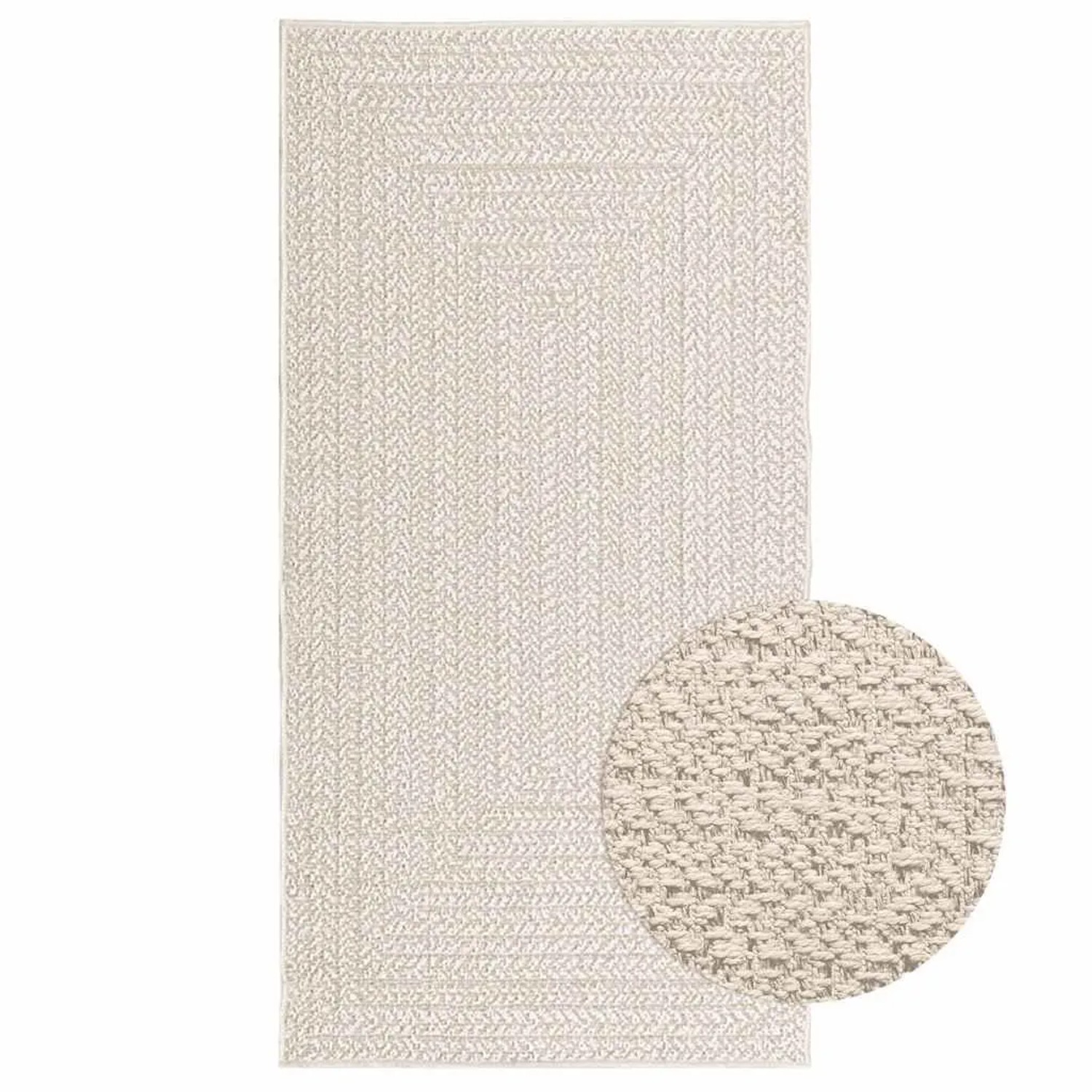 vidaXL Teppich ZIZUR Creme 80x150 cm Jute-Optik Indoor und Outdoor 4010359 günstig online kaufen