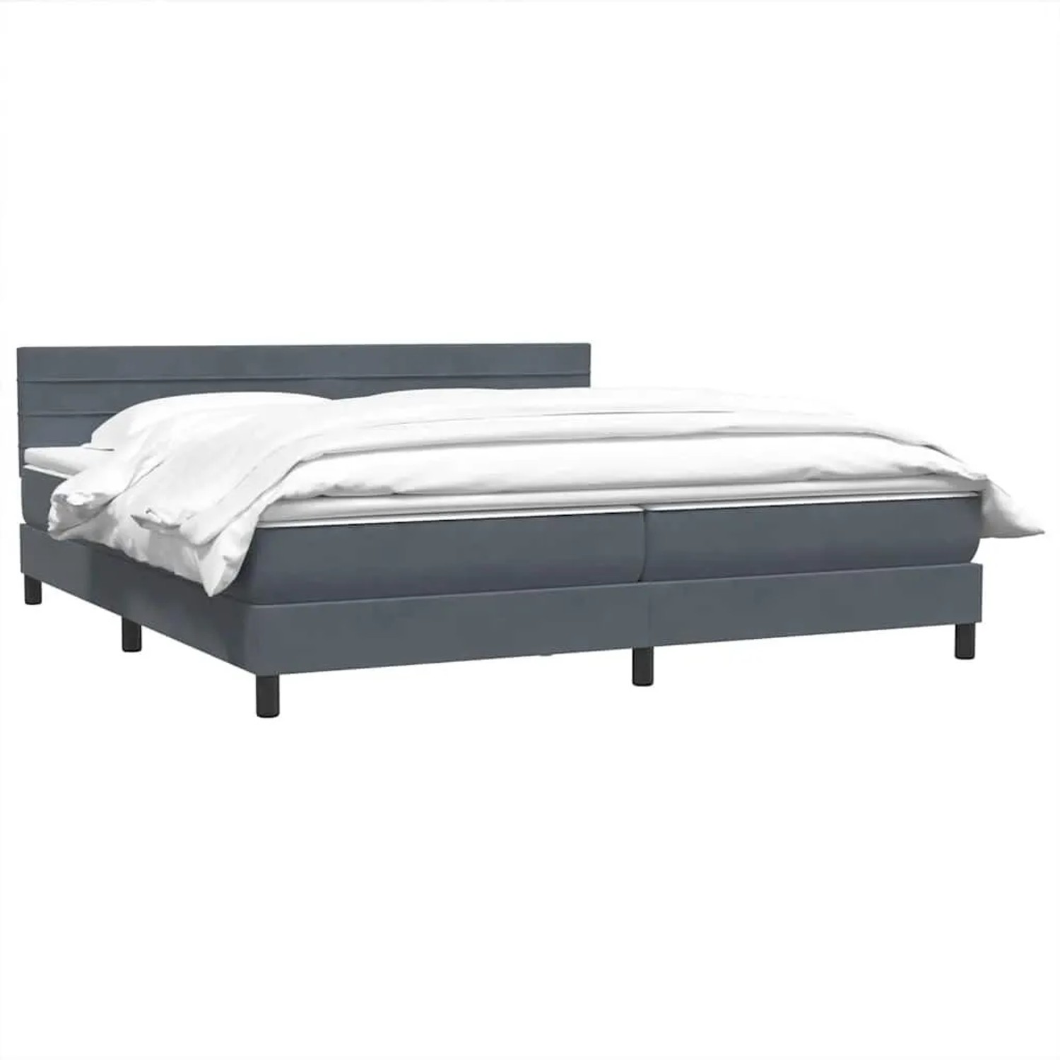vidaXL Boxspringbett mit Matratze Dunkelgrau 180x220 cm Samt 3316366