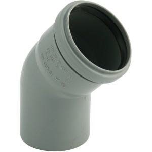 Grauer Marley HT-Bogen 45° DN 40 für Abwasserrohre im Innenbereich.