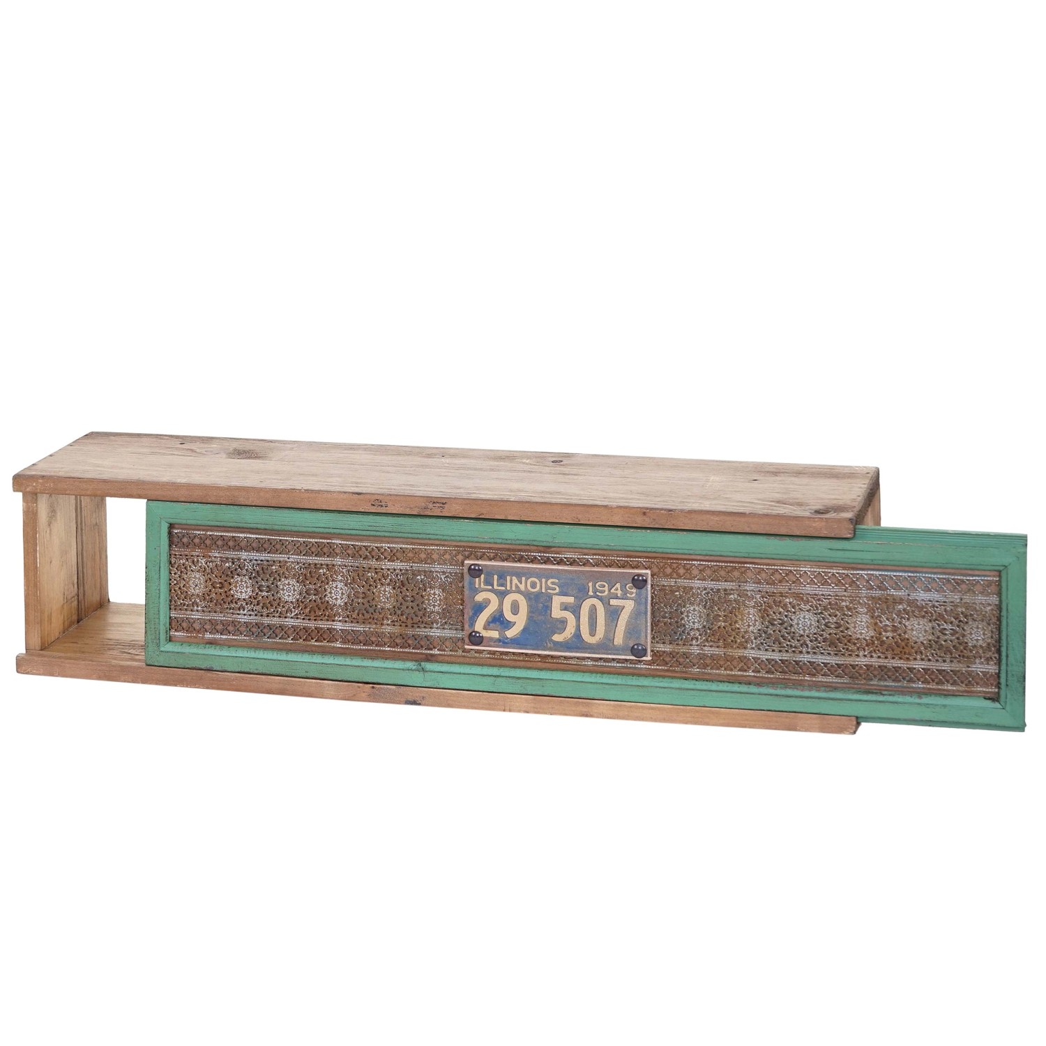 BERLINLODGE Wandregal HxBxT 65x16x13cm Tanne Holz Massiv Vintage Patchwork günstig online kaufen