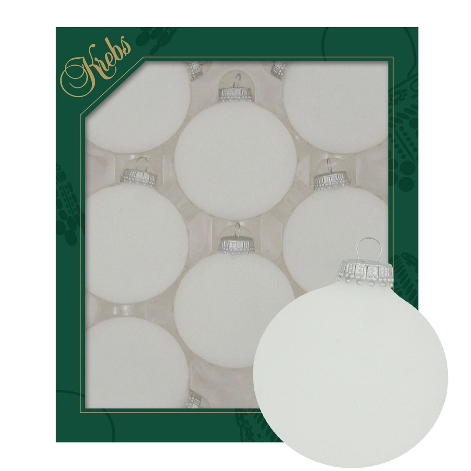 Krebs Glas Lauscha Weihnachtskugeln Uni-Design Evelina Weiß 7cm