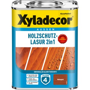 Xyladecor Holzschutz-Lasur 2in1 Mahagoni, matte Holzlasur für den Außenbereich.
