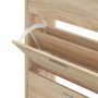 vidaXL Schuhschrank Sonoma-Eiche. Geöffnete Kippklappe zeigt den Mechanismus und das Holzwerkstoff-Material.
