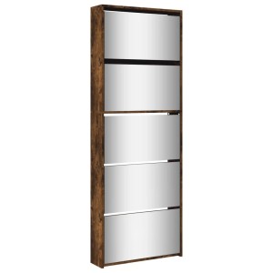 vidaXL Schuhschrank mit Spiegel 5 Fächer Räuchereiche 63x17x169,5 cm 3228283