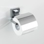 Wenko Vacuum-Loc® Toilettenpapierhalter Cover Quadro aus glänzendem Edelstahl mit Papierrolle.