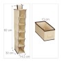 Relaxdays Hängeregal für Kleiderschrank Vlies Beige Faltbar 82 cm x 14,5 cm x 30 cm_4