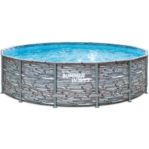 Summer Waves Aufstellpool Elite Frame in Steinoptik, grau, Ø 427 cm.