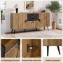 Merax Sideboard 140x67 cm in Holzoptik mit schwarzen Akzenten, 3 Türen, 2 Schubladen. Modernes Wohnzimmer-Möbel.