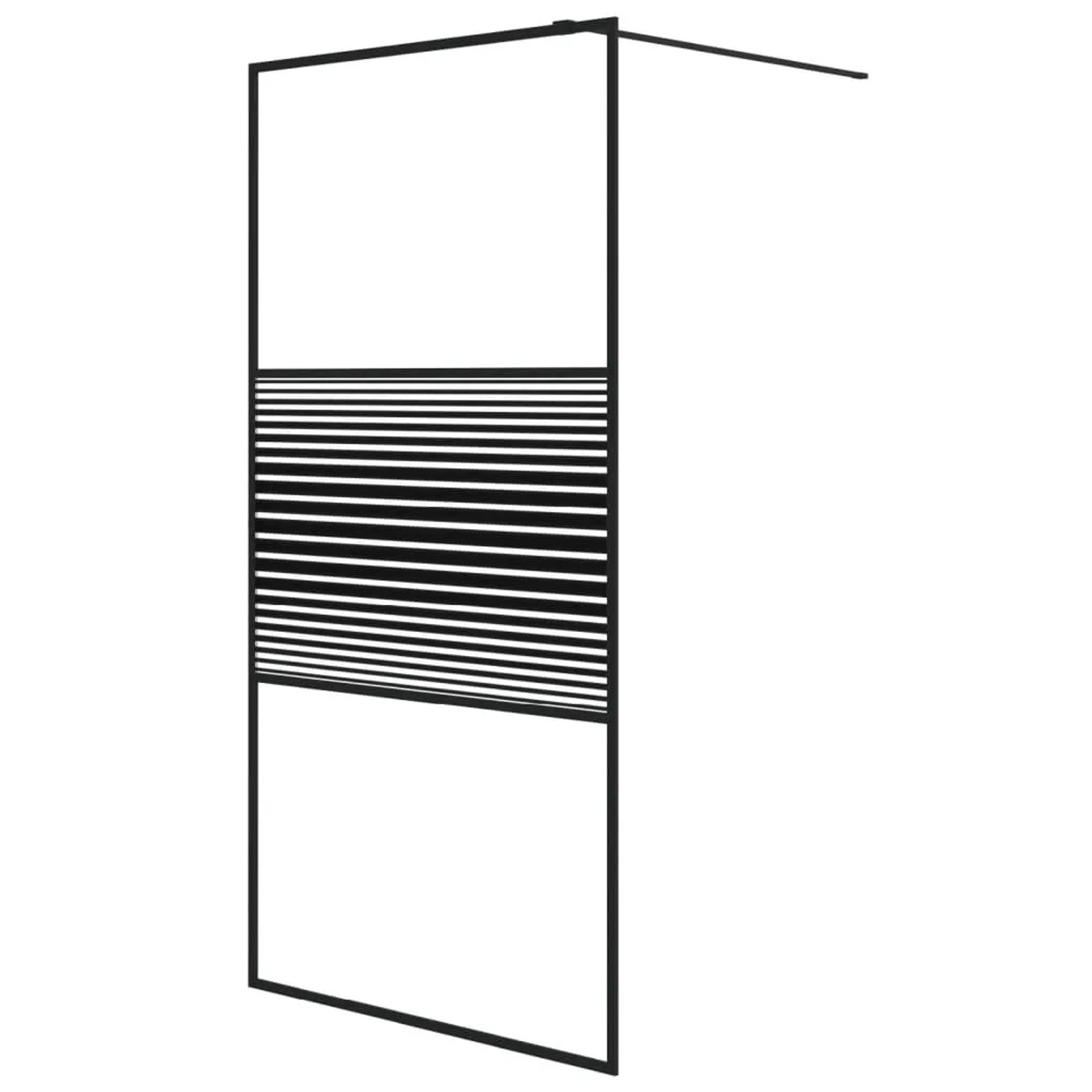 vidaXL Duschwand für Begehbare Dusche Schwarz 100x195 cm ESG-Glas Klar 152147