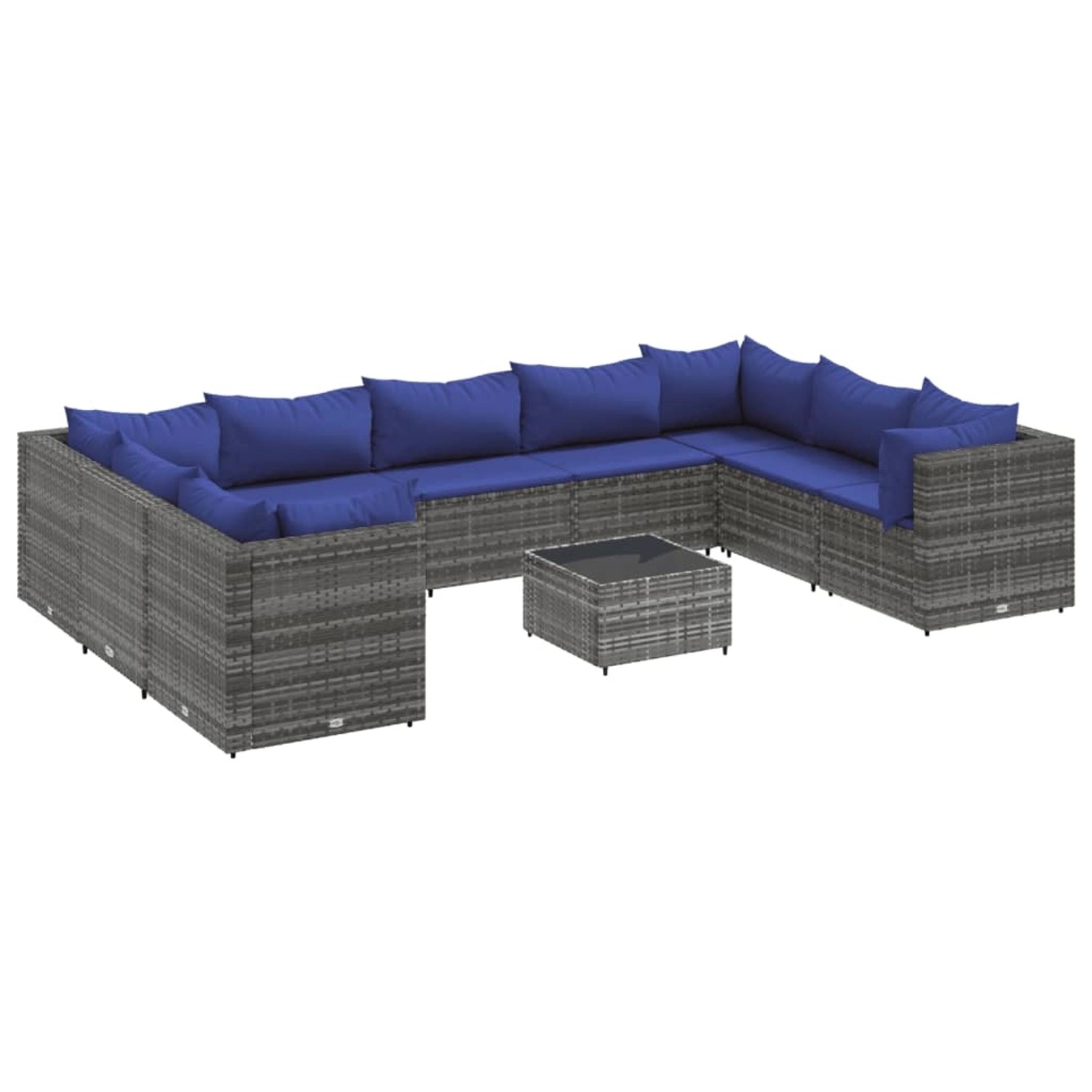 vidaXL 10-tlg Garten-Lounge-Set mit Kissen Grau Poly Rattan Modell 69 günstig online kaufen