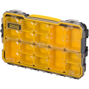 Stanley FatMax Profi-Organizer mit 8 Einlagen, gelbe Fächer, transparenter Deckel. Aufbewahrungssystem für Werkzeug.