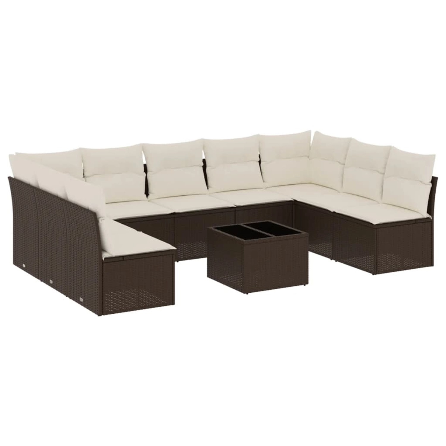 vidaXL 10-Tlg Garten-Sofagarnitur mit Kissen Braun Poly Rattan 3249922 günstig online kaufen