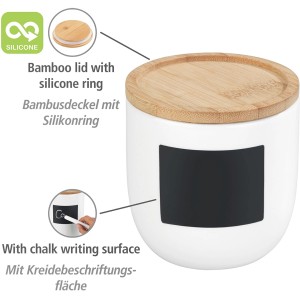 Wenko Waia Aufbewahrungsdose aus Keramik mit Bambusdeckel und Kreidefläche, 0,45 l.