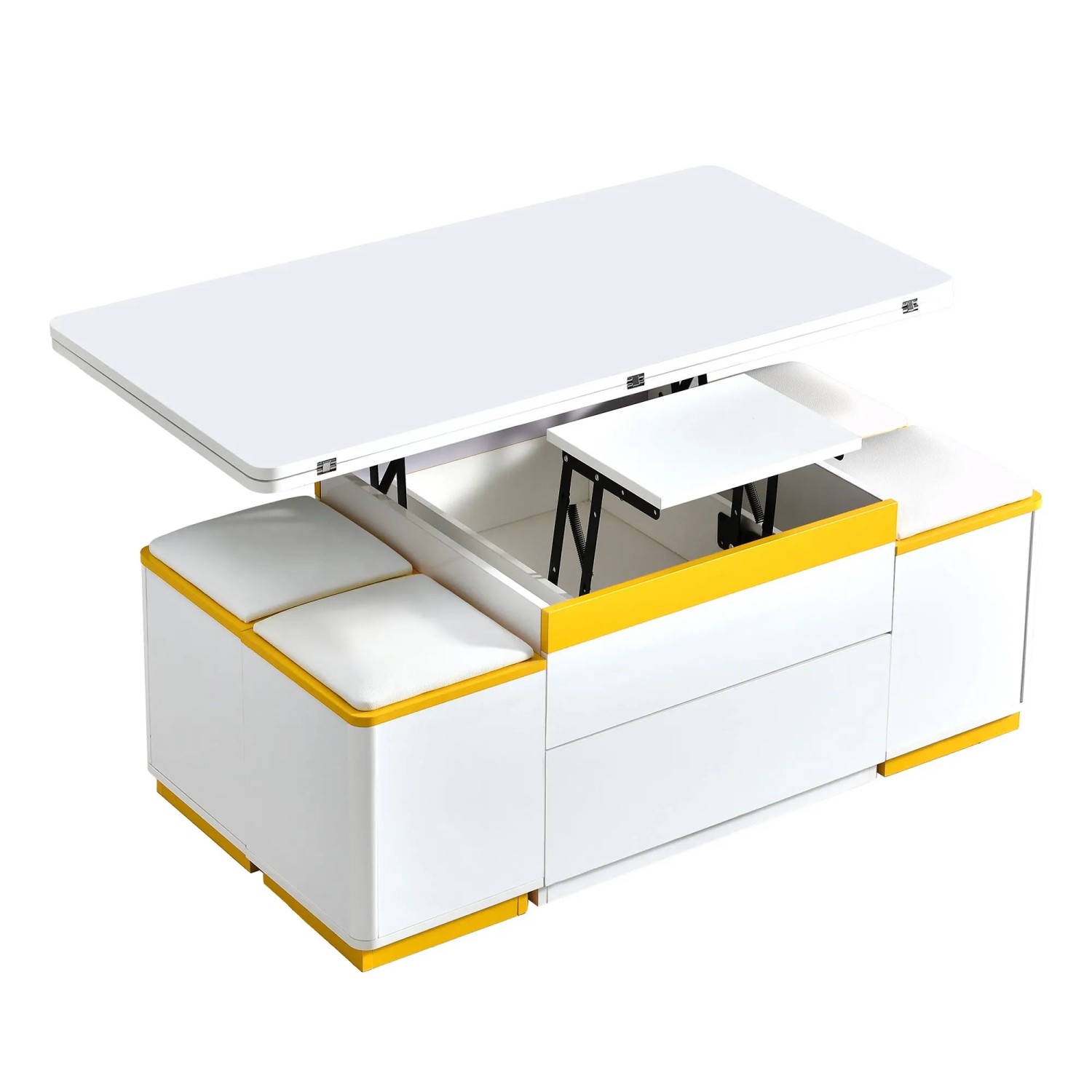 okwish Couchtisch Modern/Höhenverstellbar/Klappbar Esstisch Wohnzimmermöbel 100 × 50 cm Weiß