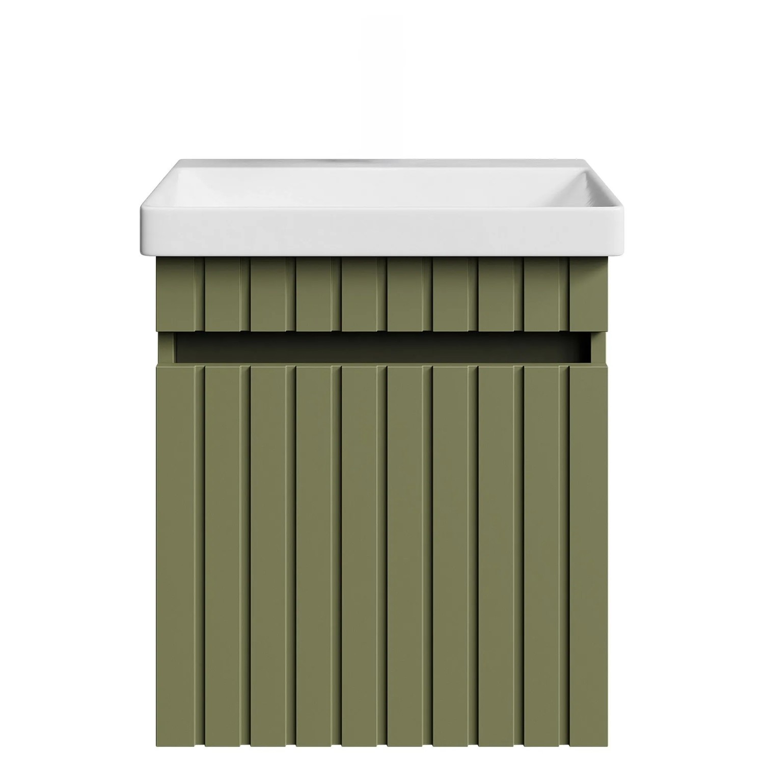Planetmöbel COSMIA Waschtisch 50 cm Mintgrün Matt mit Keramikwaschbecken Schublade Soft Close