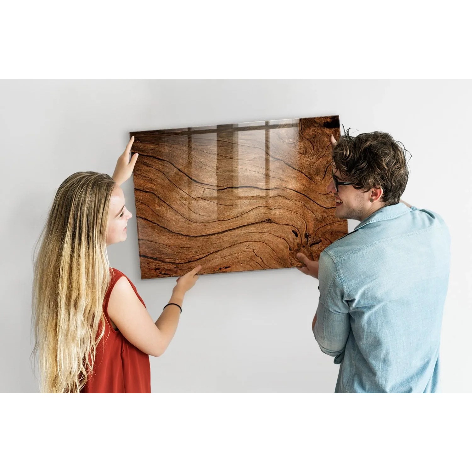 Tulup Glasmagnettafel Beschreibbar Altes Holz Magnettafel Wand Glas 100x70 cm Weißer Marker Magnetisches Whiteboard Glas_5
