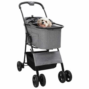 vidaXL Faltbarer Haustierwagen Grau 81 x 47 x 99 cm Polyester 42012436