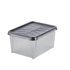 SmartStore Dry 31: Transparente Aufbewahrungsbox mit grauem Deckel, wasserbeständig.