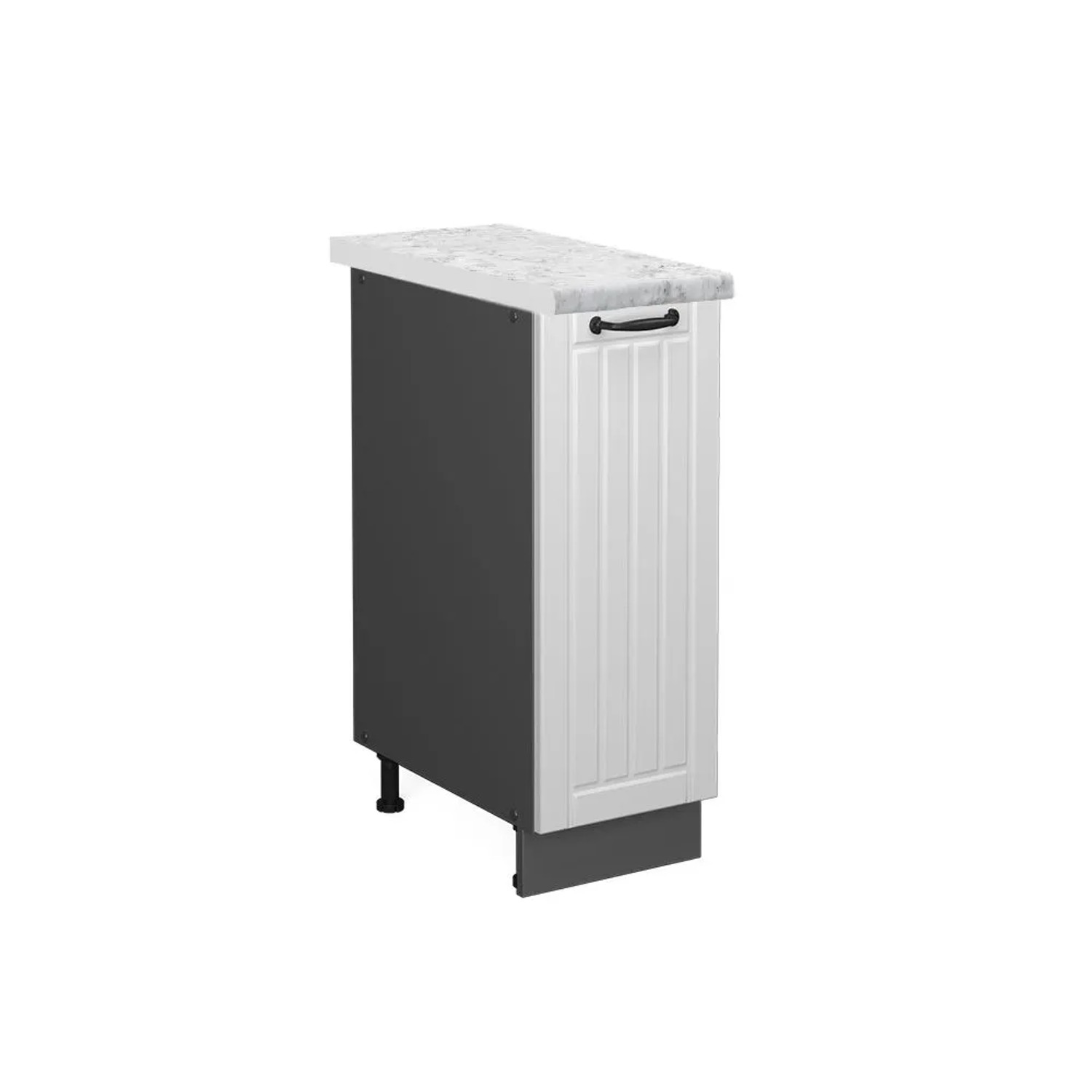 Vicco Apothekerschrank Fame-Line Weiß Landhaus Anthrazit 30 cm AP Marmor