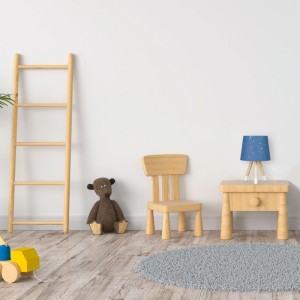 Relaxdays Tischlampe Stoff Eschenholz Kunststoff Blau mit Sternen und 3 Beinen 40 cm x 25,5 cm 0,7 kg