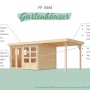 Karibu Gartenhaus Maradi 3,5, terragrau, mit Doppeltür und Anbaudach. Holz-Gartenhaus mit Lichtausschnitten.