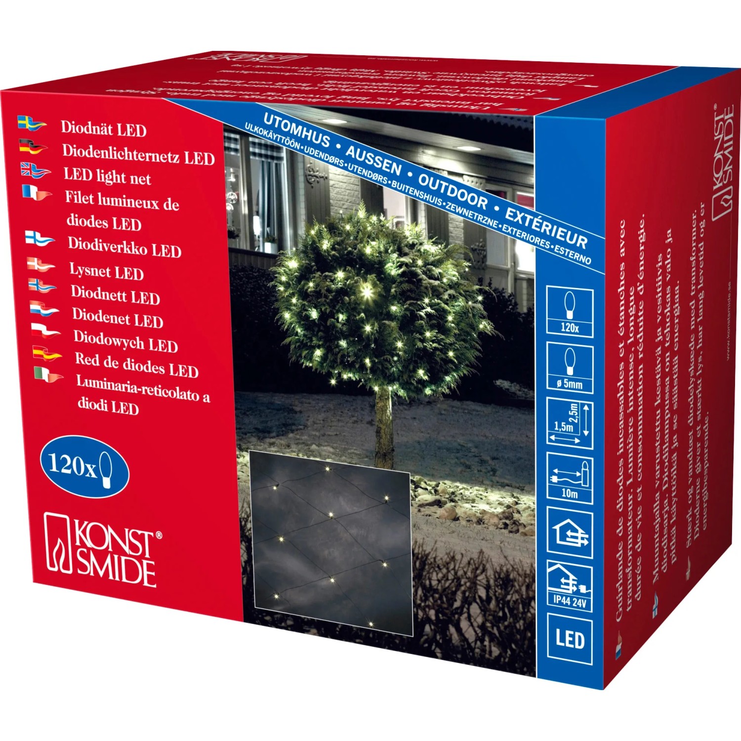 Konstsmide LED-Lichternetz 2,5 m x 1,5 m 120 LED Warmweiß