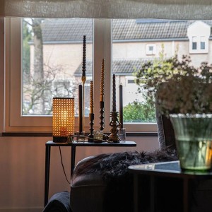 QAZQA Tischleuchte Landhausstil Rattan mit Schwarz Kata