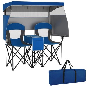 Costway Campingstuhl mit Sonnenschutz für 2 Personen Marineblau