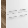 Fackelmann Verona Doppel-Hochschrank, 60 cm, Nussbaum/Weiß Hochglanz, Bad-Hochschrank mit vier Türen.