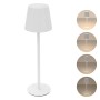 Weiße, dimmbare ML-Design LED Tischlampe kabellos, Ø10x36 cm, mit Touch-Funktion.
