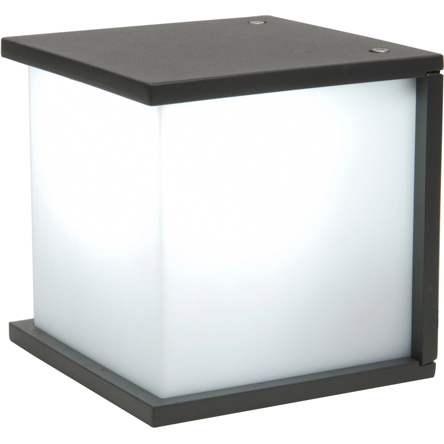 Quadratische Lutec Außenwandleuchte Box Cube in Anthrazit. Moderne Würfelform für E27 Leuchtmittel.