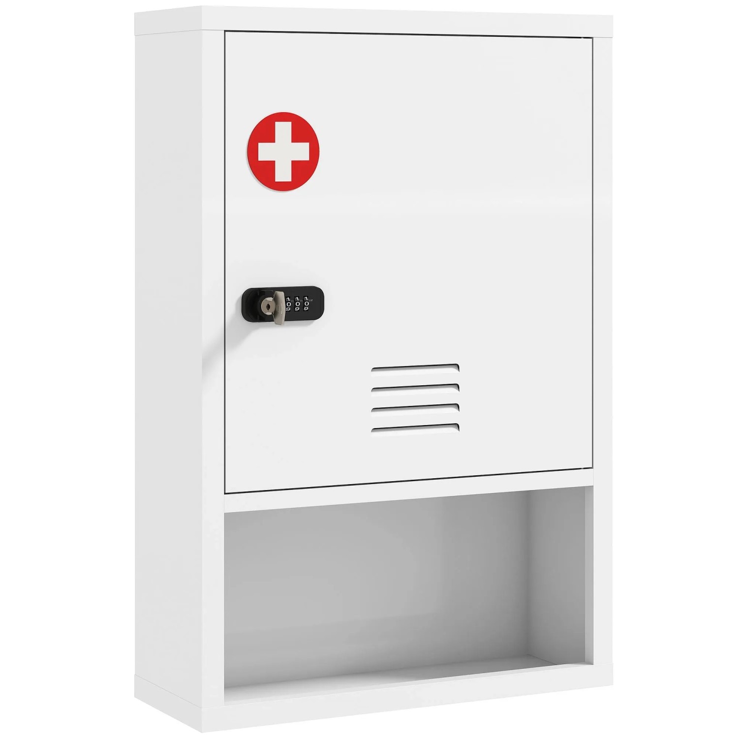HOMCOM Medizinschrank Kaltgewalzter Stahl 40L x 15B x 60H cm Weiß