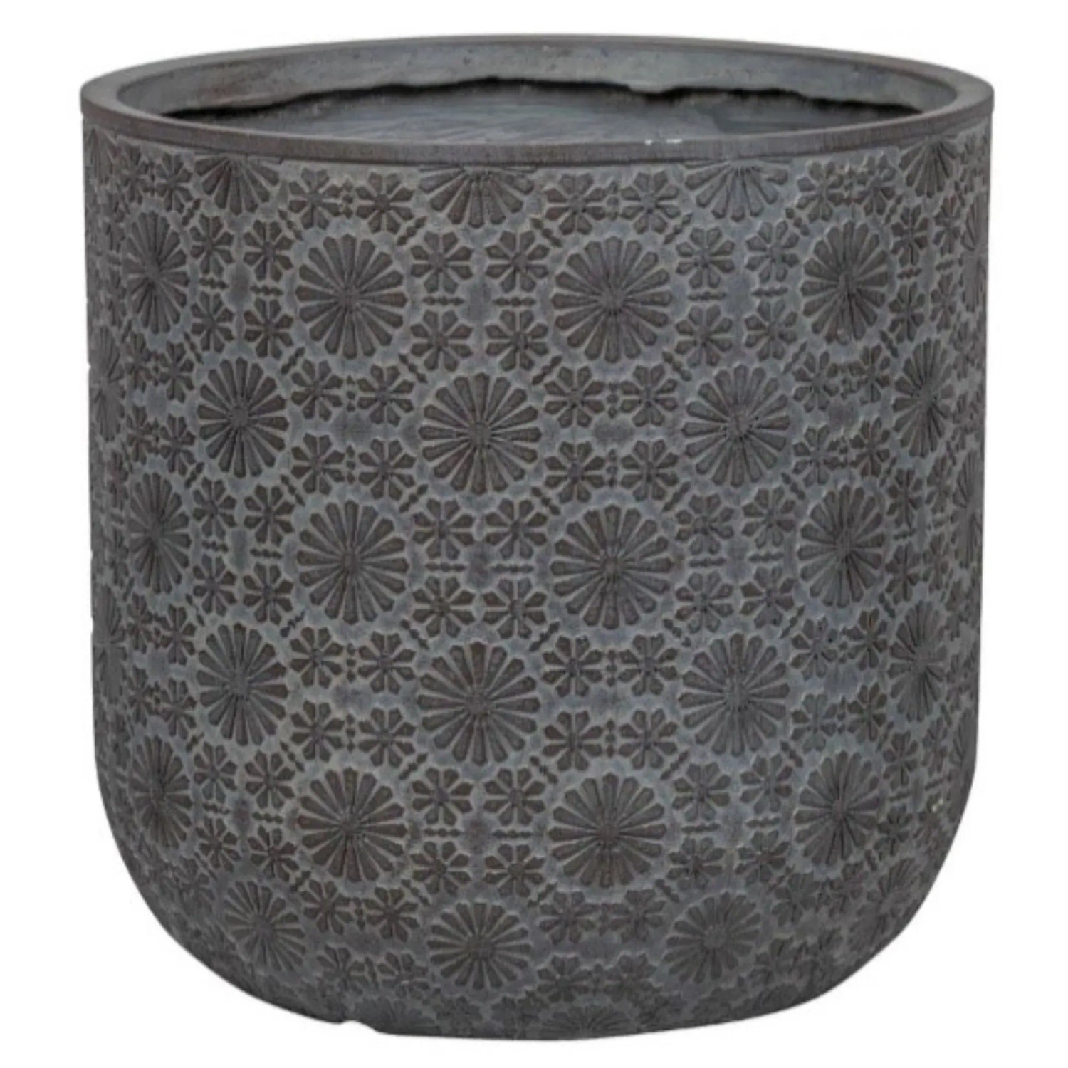 Blumentopf Bloom aus Fibreclay Rund Anthrazit mit Ablaufloch 40 cm x 40 cm