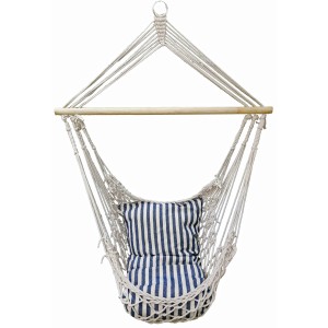 Garden Pleasure Hängesitz Grenada, blau-weiß, mit gestreiftem Kissen. Hängesessel für Garten und Balkon.