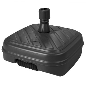 Anthrazitfarbener Doppler Füllsockel (50 l) aus HDPE mit Rollen für Sonnenschirme bis 300 cm.