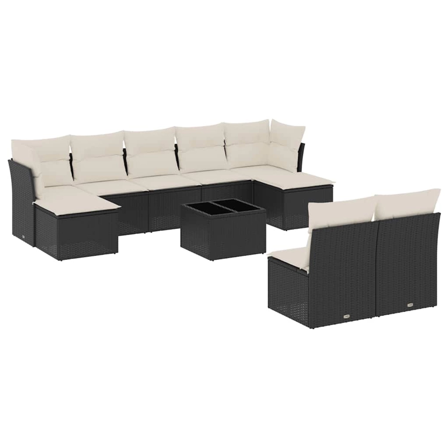 vidaXL 10-Tlg Garten-Sofagarnitur mit Kissen Schwarz Poly Rattan 3250115 günstig online kaufen