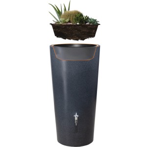 Garantia Regenwasserbehälter Stone 2in1 Lava mit Pflanzschale, Regentonne in Steinoptik.