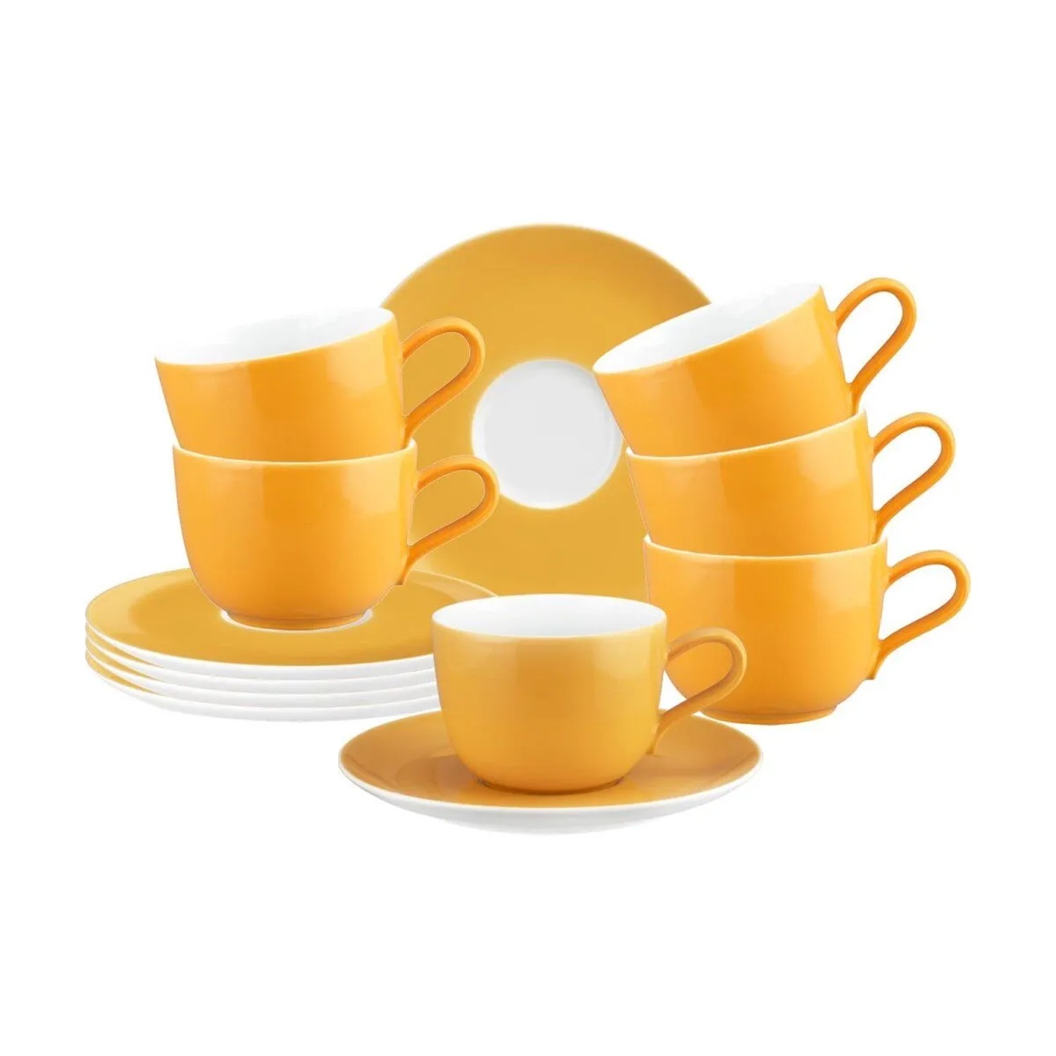 Seltmann Weiden Liberty Pure Colors Kaffeetasse mit Untertasse 260 ml 6er Set Mango Orange