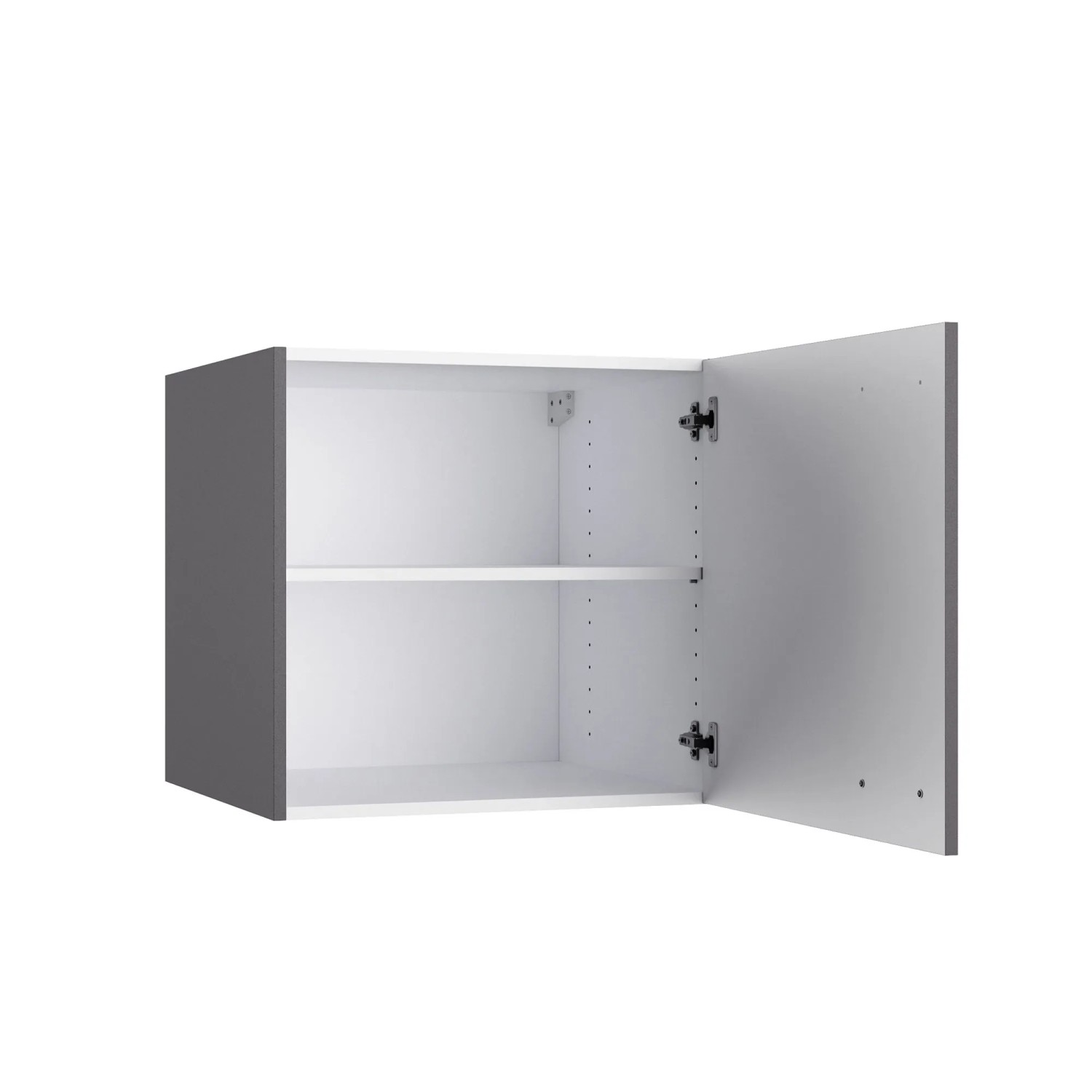 OPTIFIT Aufsatzschrank Kiel420, 60cm, Anthrazit Matt, mit offener Tür und Einlegeboden.