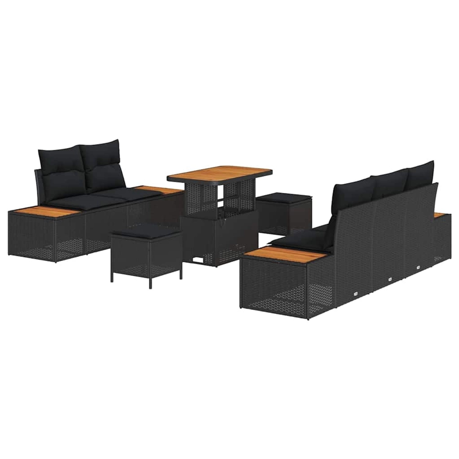 vidaXL Garten-Sofa-Set mit Kissen 8-Tlg Schwarz Poly Rattan 3362859 günstig online kaufen