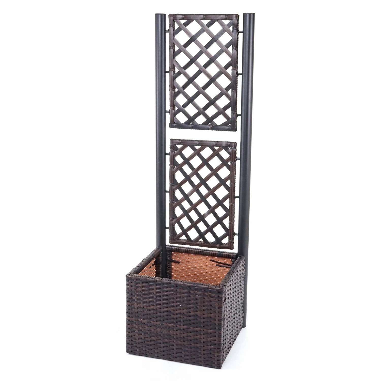 MCW Poly-Rattan Rankgitter D76 Pflanzkasten 142x43x43cm Braun