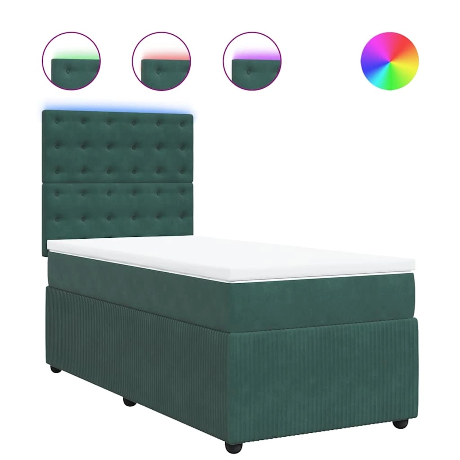 vidaXL Boxspringbett mit Matratze Dunkelgrün 90x200 cm Samt 3294553 günstig online kaufen