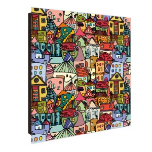 Banjado Schlüsselkasten mit Glasfront, Motiv Funky Town, 50 Haken, magnetisch und beschreibbar.