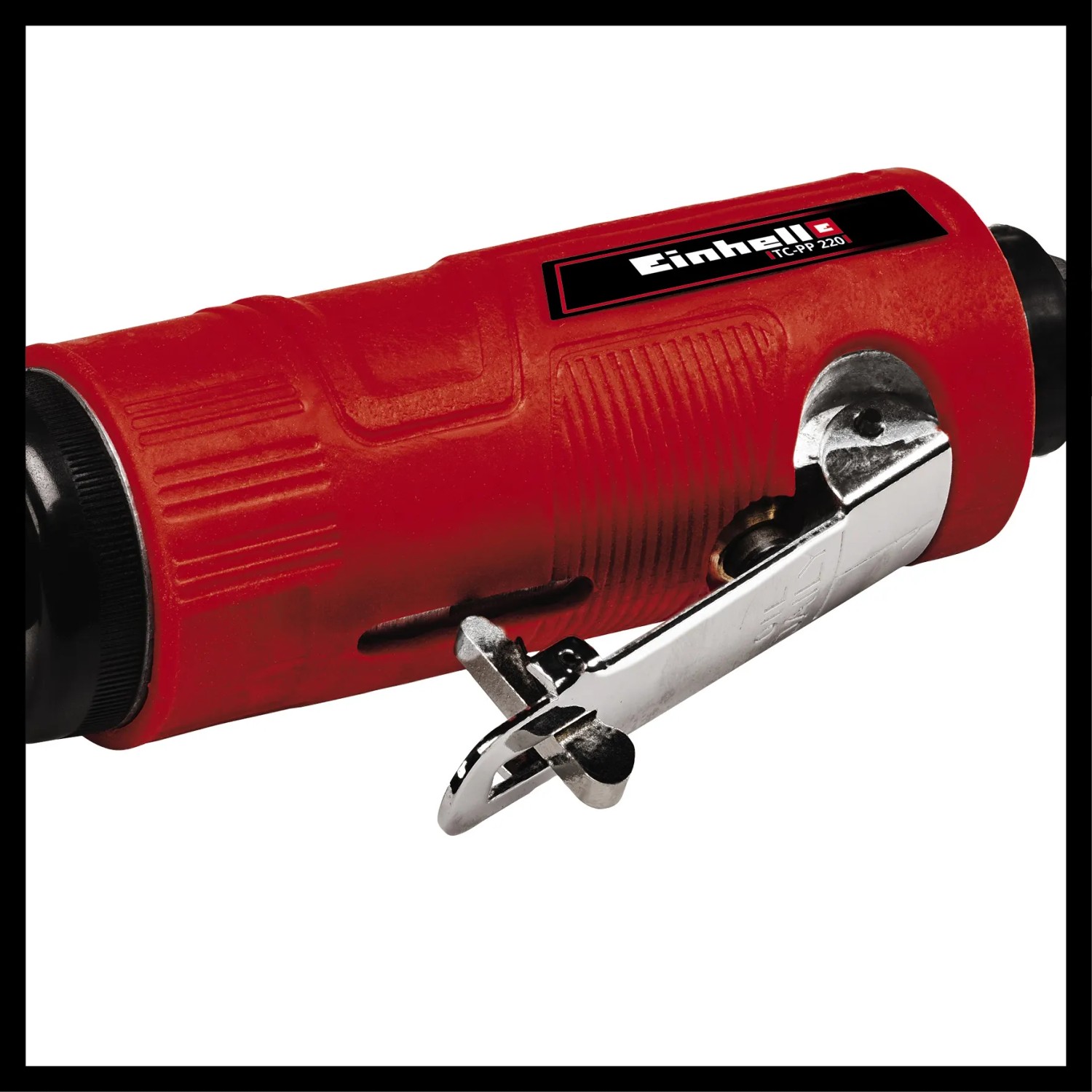 Einhell Druckluft-Stabschleifer TC-PP 220, rot, mit silbernem Abzugshebel. Zubehör für Kompressoren.