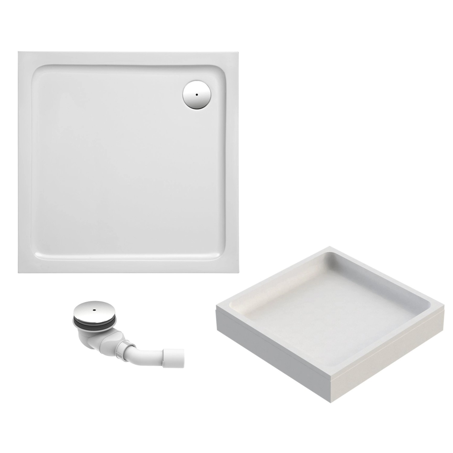 Ottofond Duschwannen-Set Extraflach Quadrat 80 cm x 80 cm Weiß günstig online kaufen