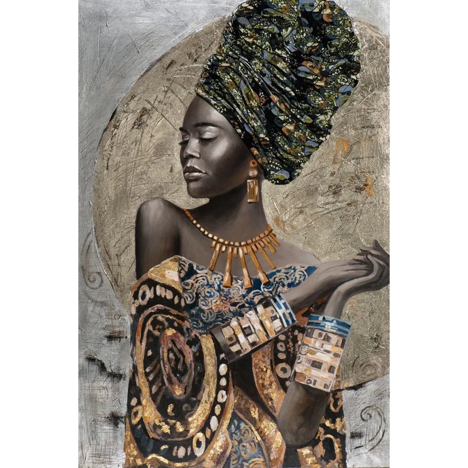 Art Universe Leinwandbild Geschmückte Schönheit mit Turban 100 x 150 cm
